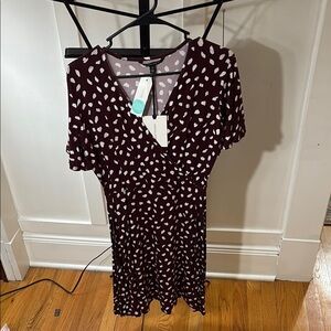 41 Hawthorn Burgundy Midi Flutter Sleeve V-Neck Dress